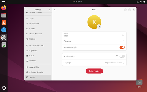 Auto login and remove admin rights.