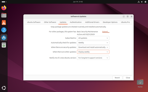 Setting automatic updates in Ubuntu desktop