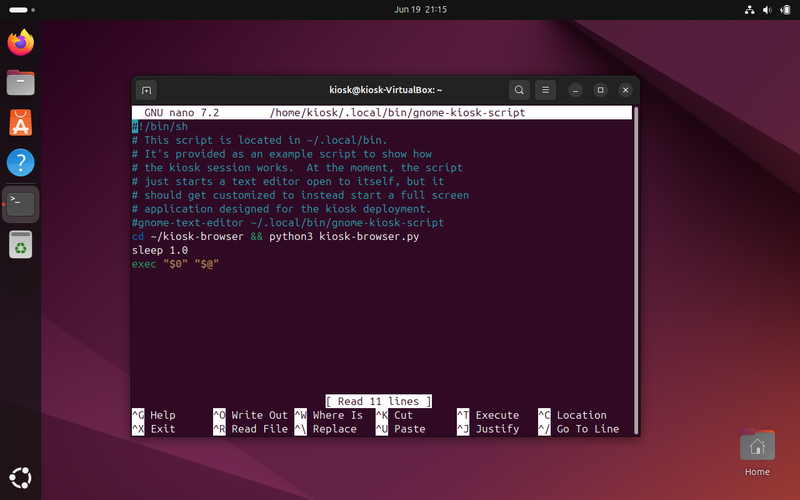 How your gnome-kiosk-script file should look after editing